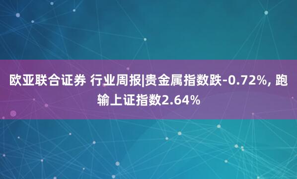 欧亚联合证券 行业周报|贵金属指数跌-0.72%, 跑输上证指数2.64%